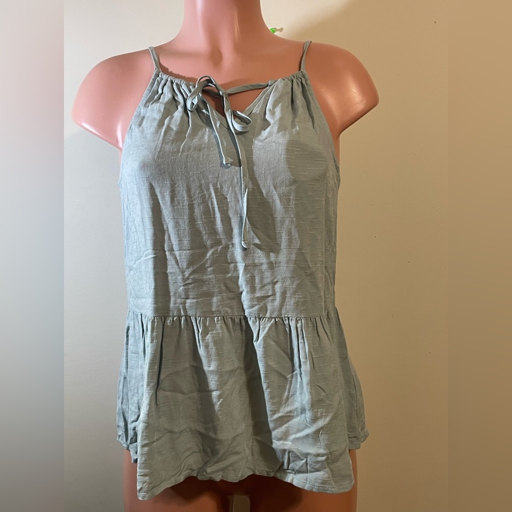 Maurices Women’s X small adj spaghetti strap mint green drop waist top blouse